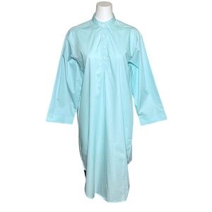 J Peterman Oversized Marie Antoinette Light Blue Cotton Nightshirt Size XS 46 in